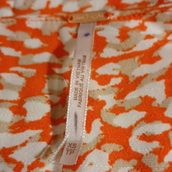 FREE PEOPLE French Quarter Orange Ruffle Print Mini Wrap Dress. Size XS. - Picture 13 of 15